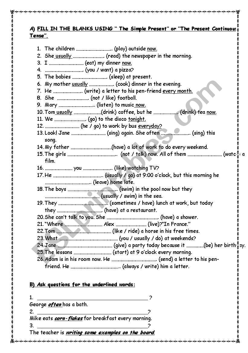 simple present & present continuous tenses