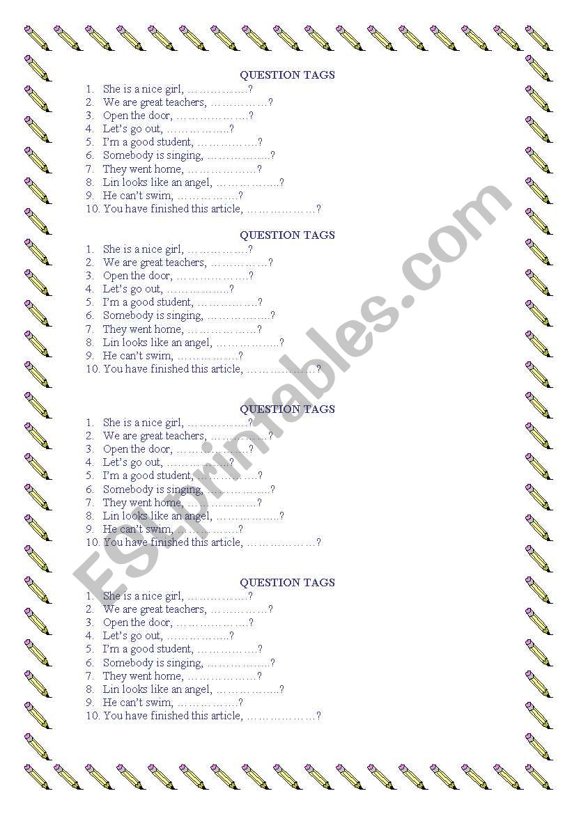 Question tags worksheet