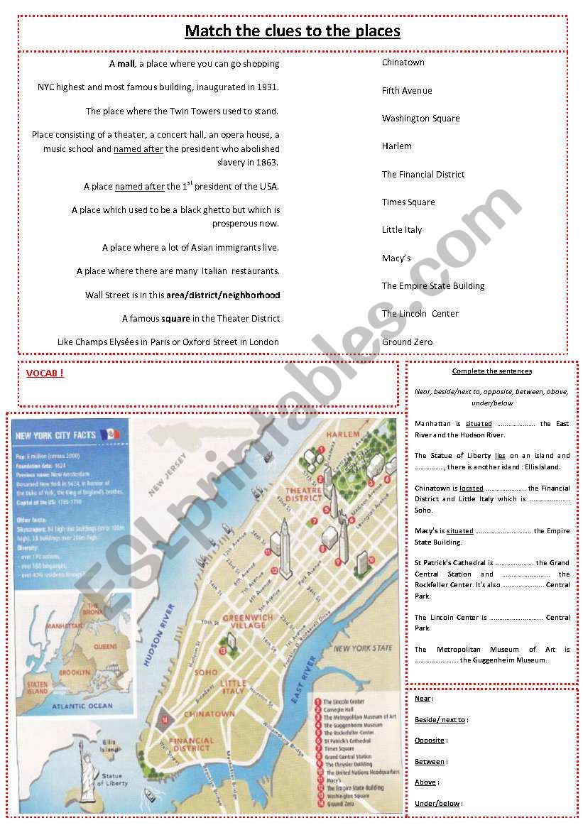 New York City  worksheet