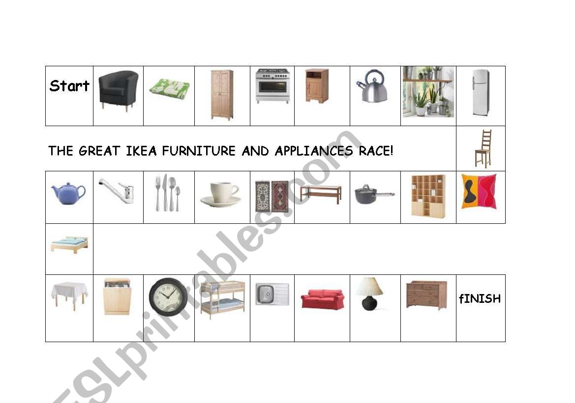 Furniture and appliances board game