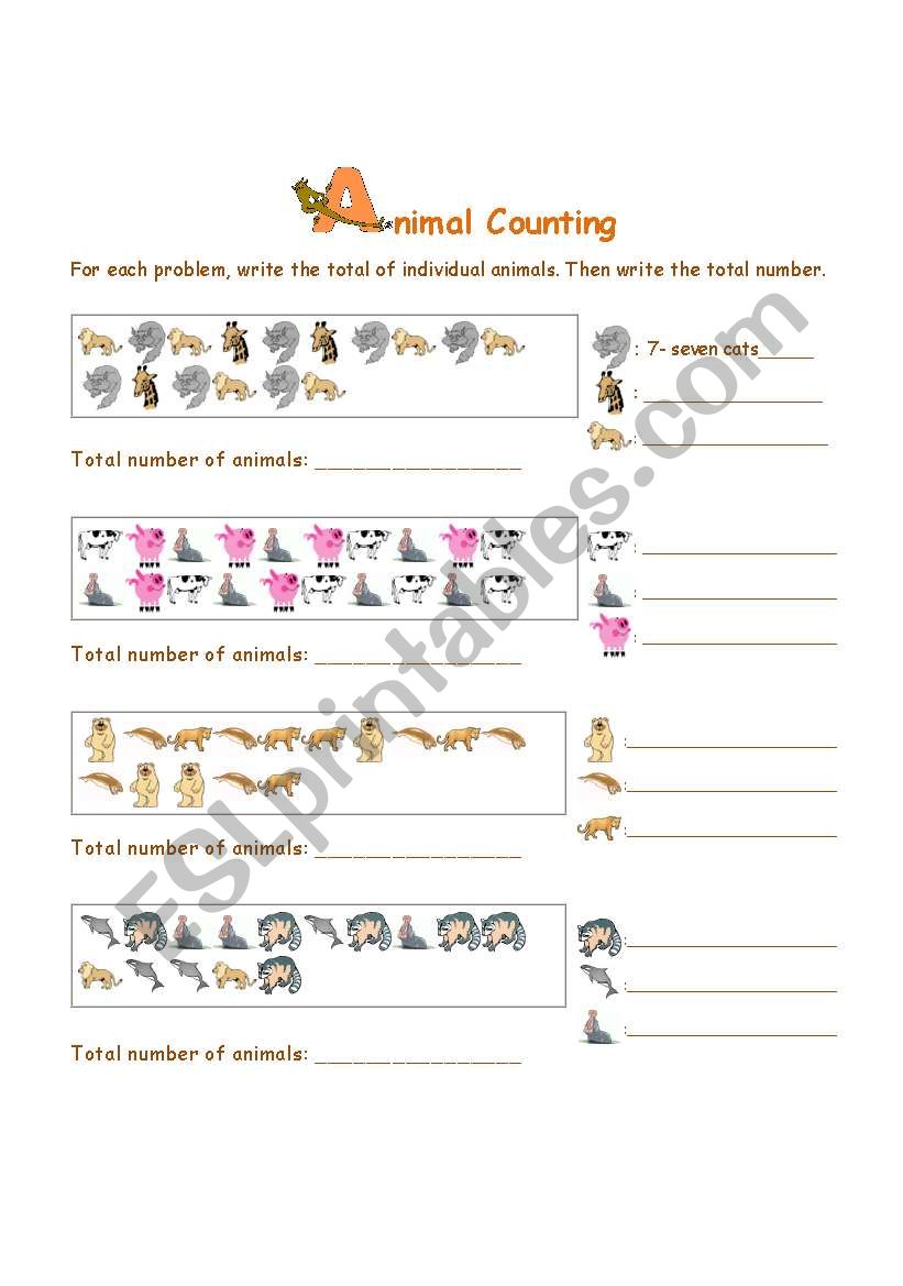 Animal Counting worksheet