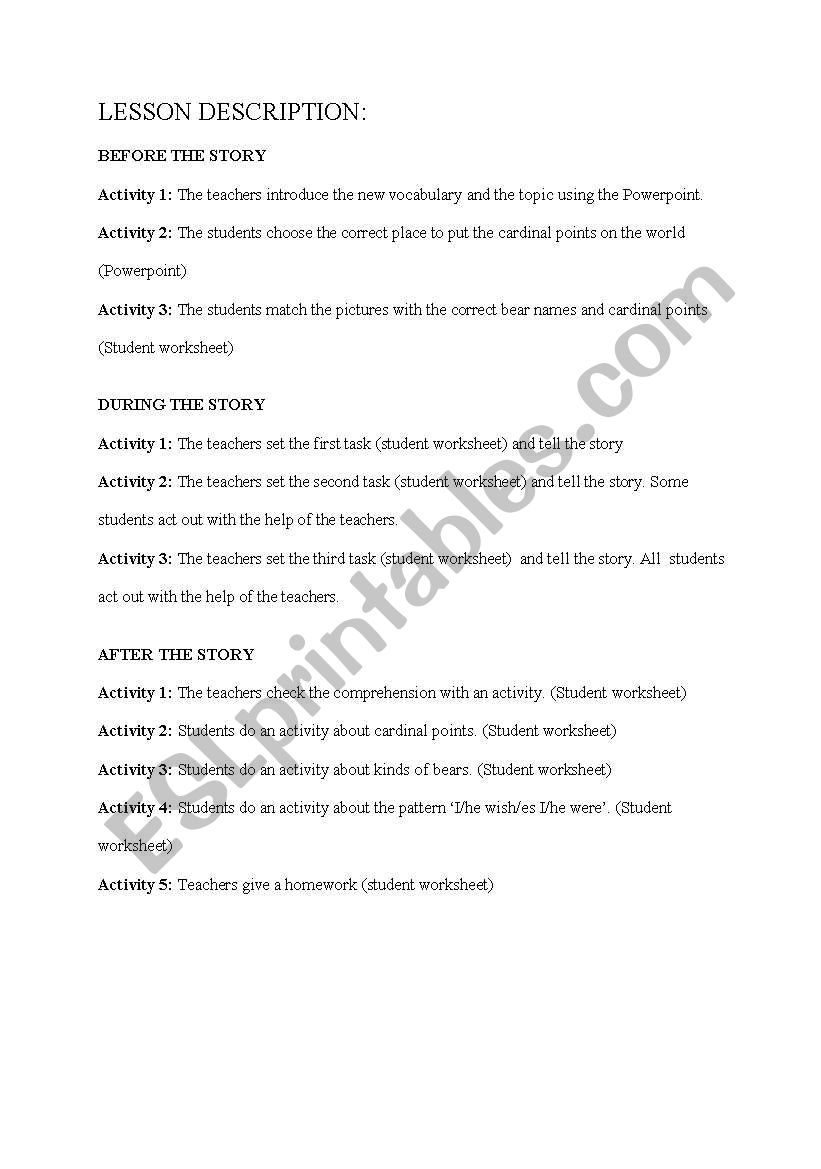 lesson description worksheet