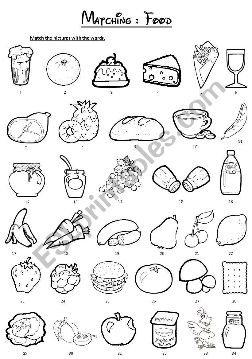 Matching Food worksheet