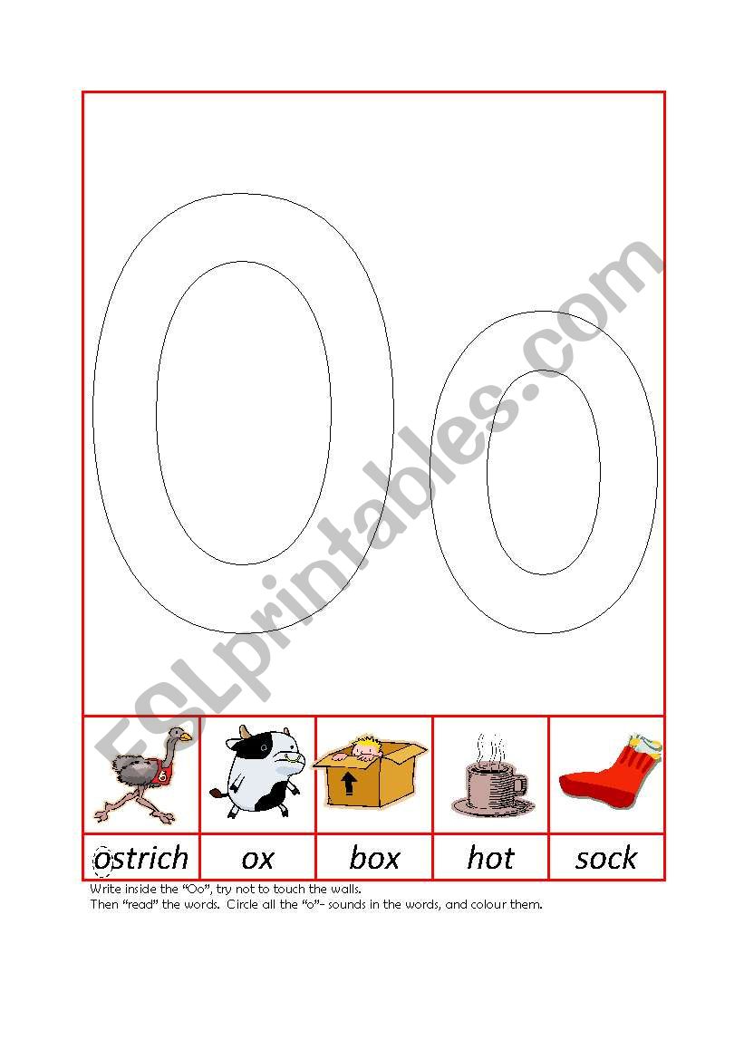 Phonic Recognition Oo worksheet