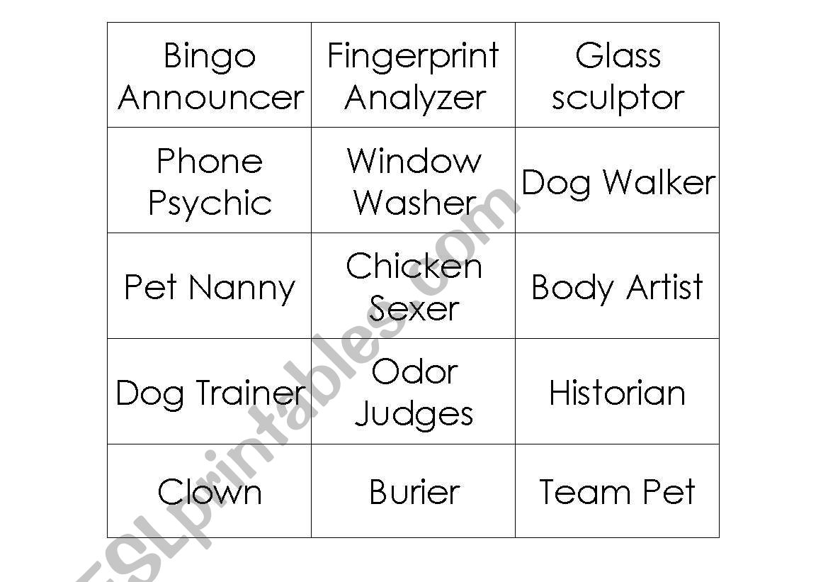 Unconventional Professions worksheet