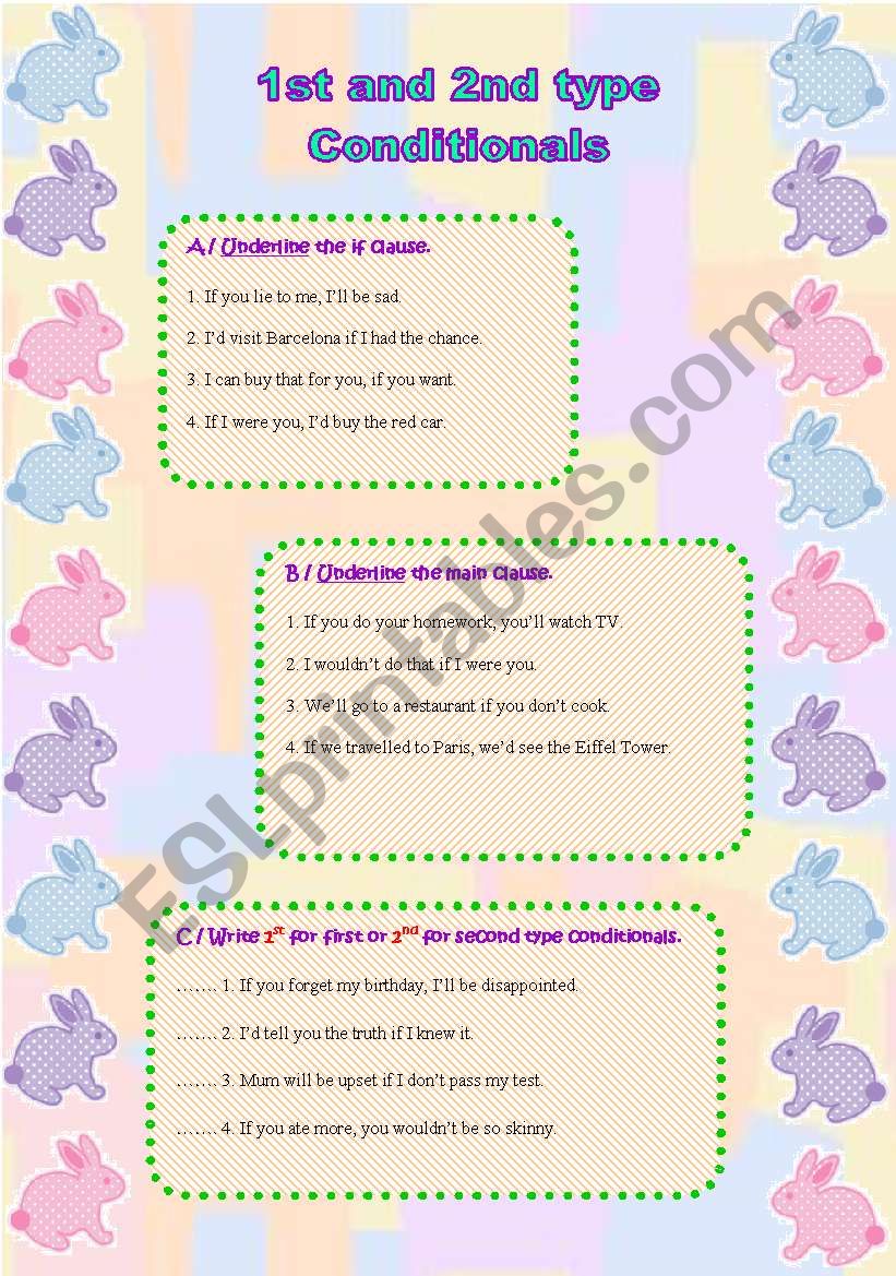 1st and 2nd type  Conditionals 