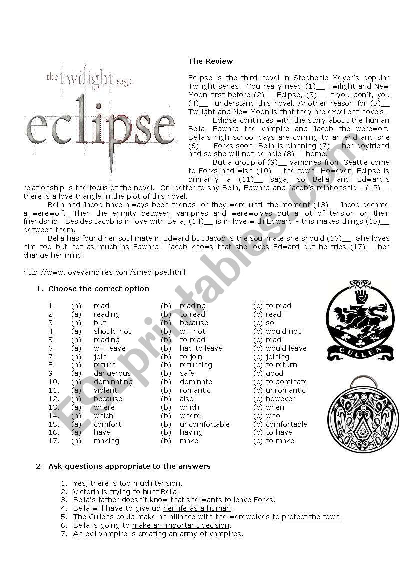 Eclipse Review worksheet