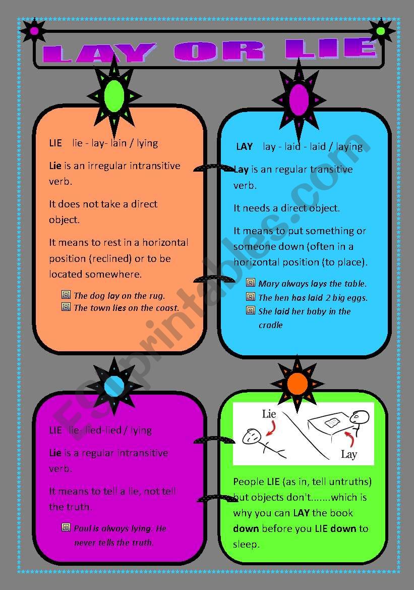 LIE, LAY or LIE  worksheet