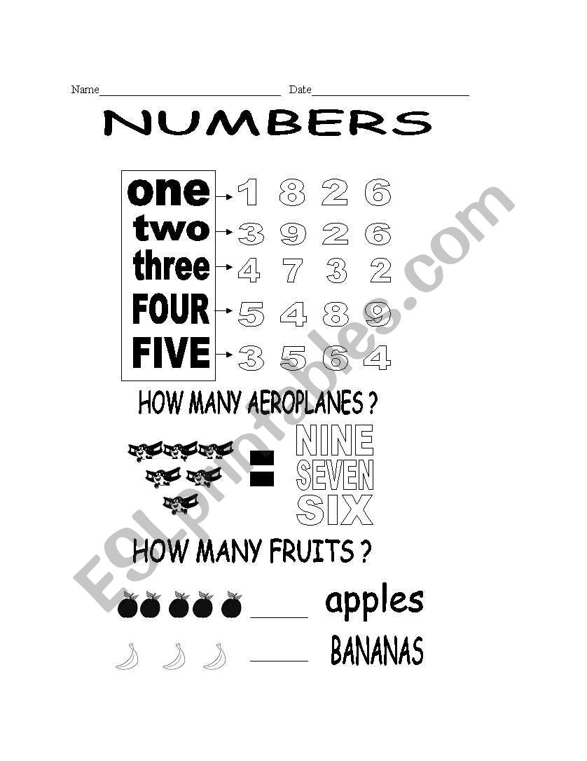 Numbers worksheet