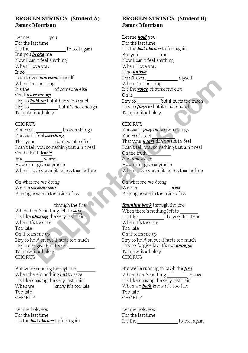 Broken Strings worksheet