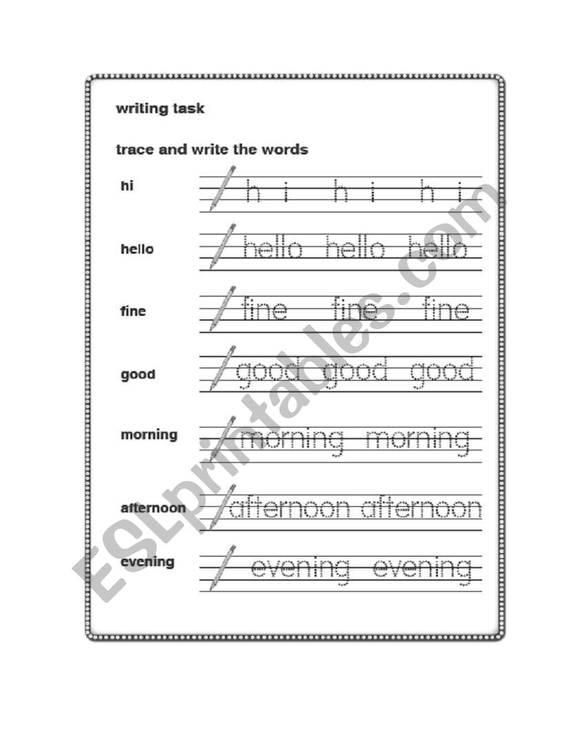 writing greeting task worksheet