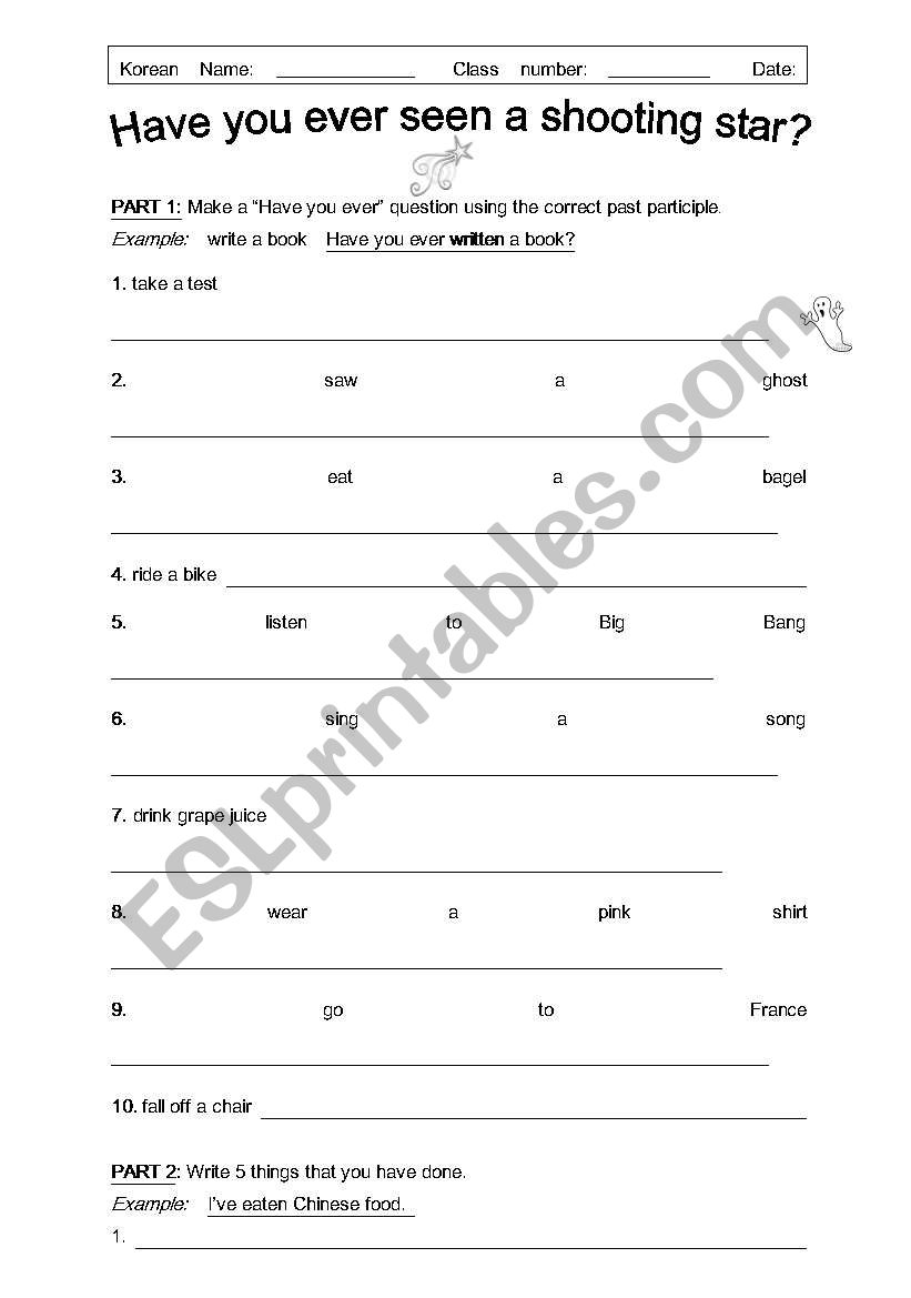 Have you ever __________? Practice with past participles