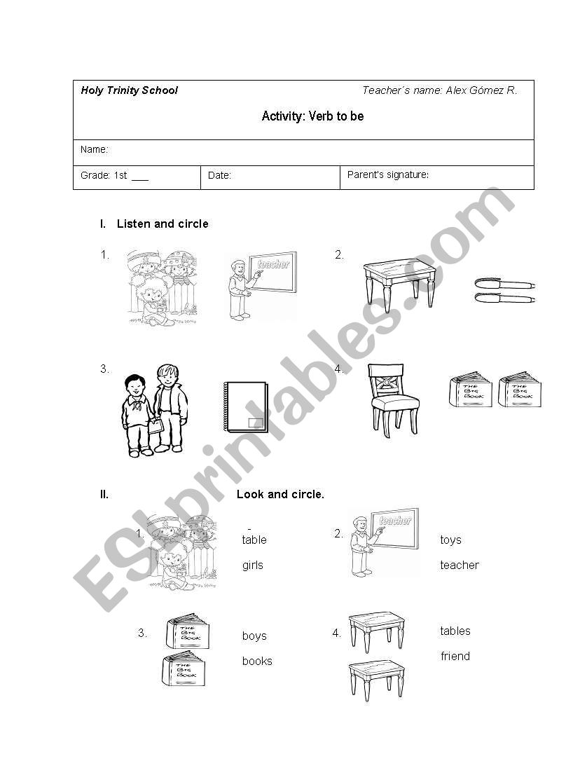 School things worksheet