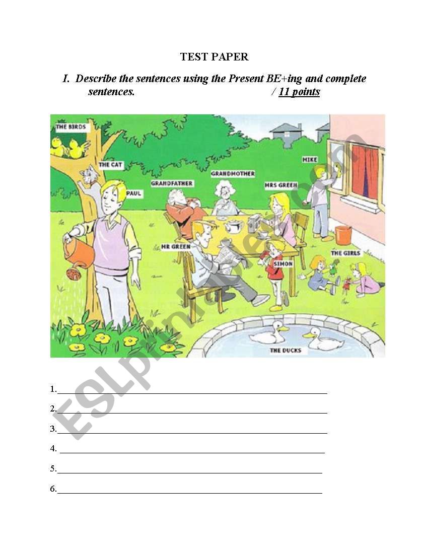 Present Be+ing worksheet