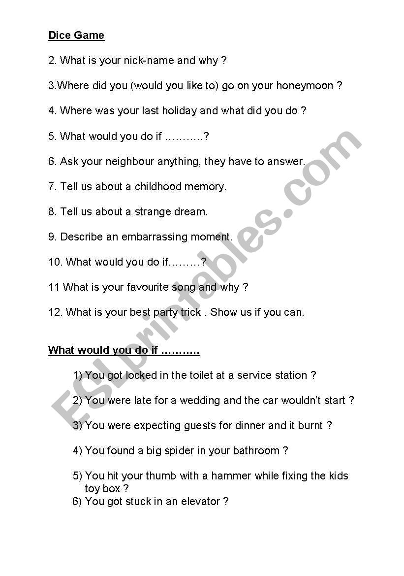 Personal Stories worksheet