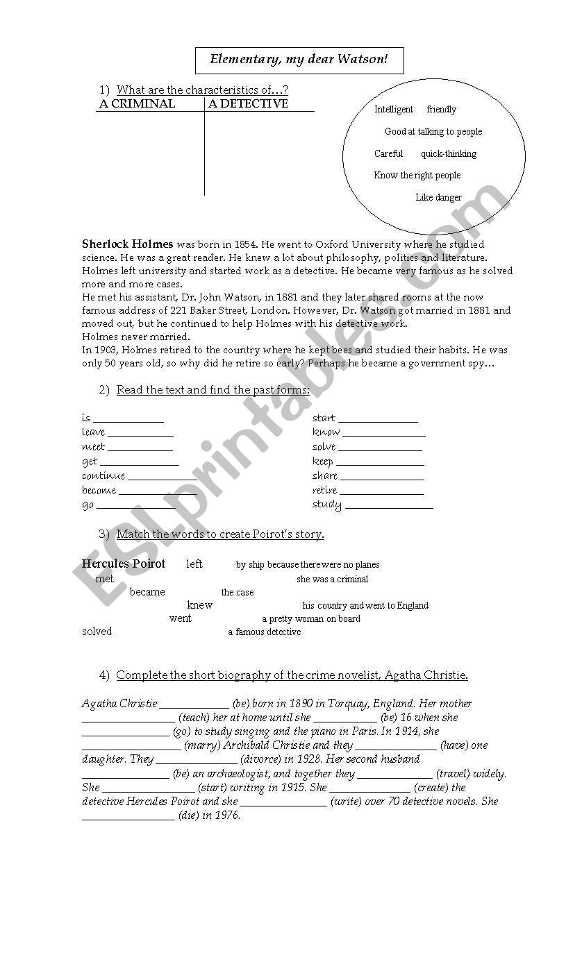 Elementary my Dear Watson! worksheet