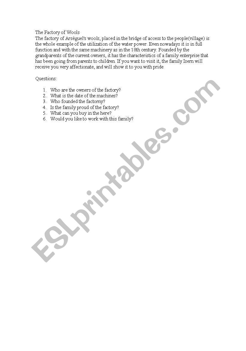 Wool worksheet