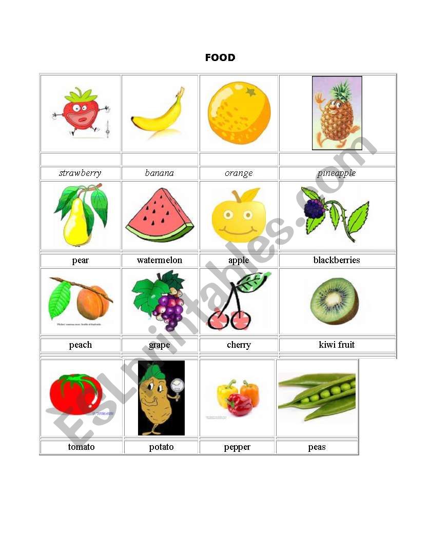 FOOD worksheet