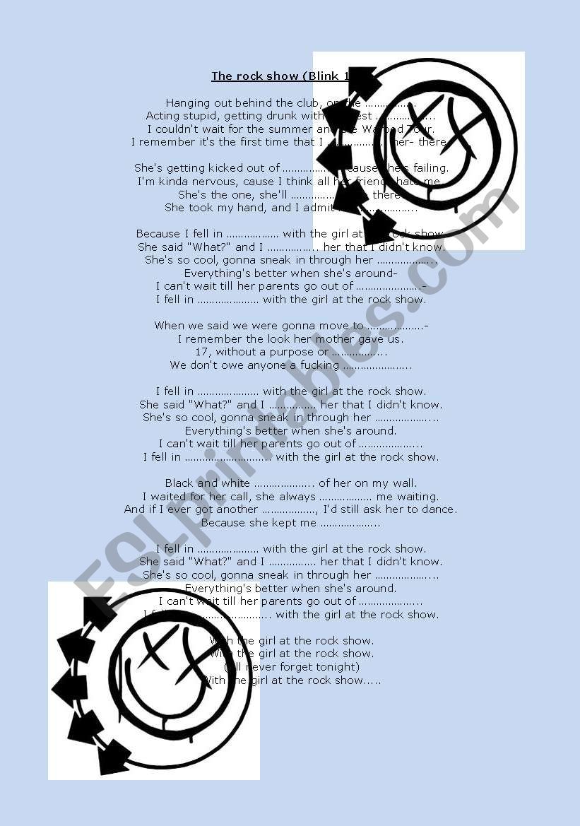 The Rock Show (Blink 182) worksheet