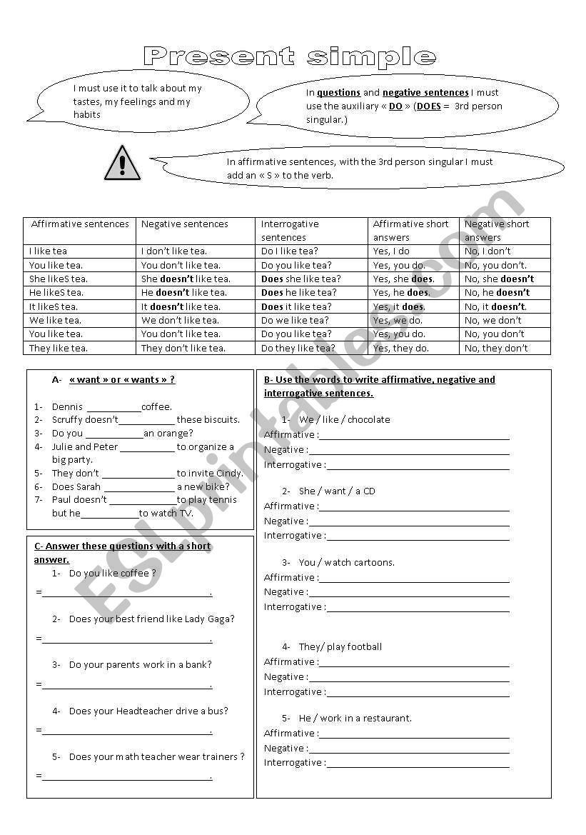 present simple worksheet