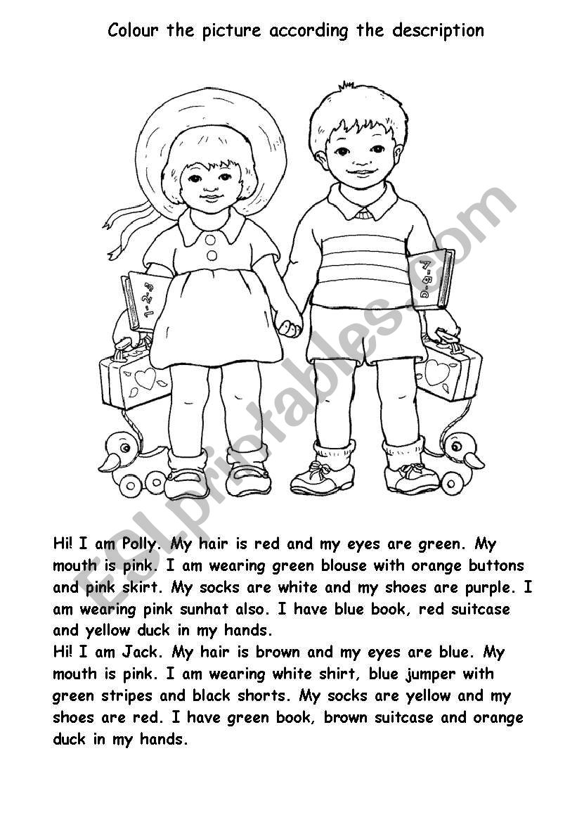 Clothes colouring worksheet