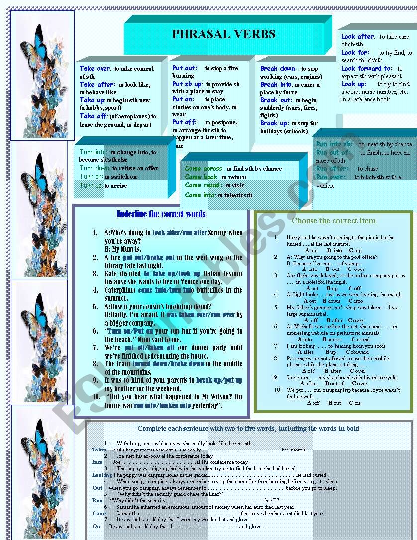 Phrasal Verbs Run, break, turn, put, take, look and come 2