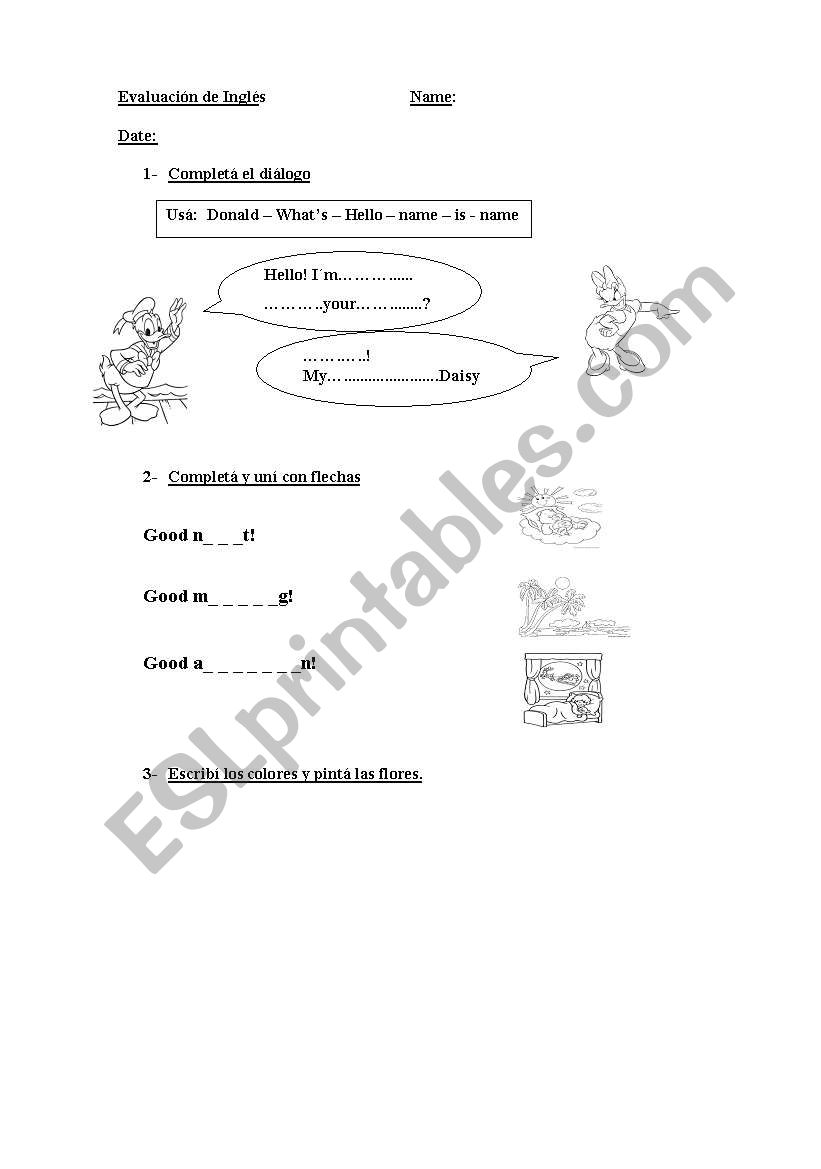 Greetings-School things worksheet