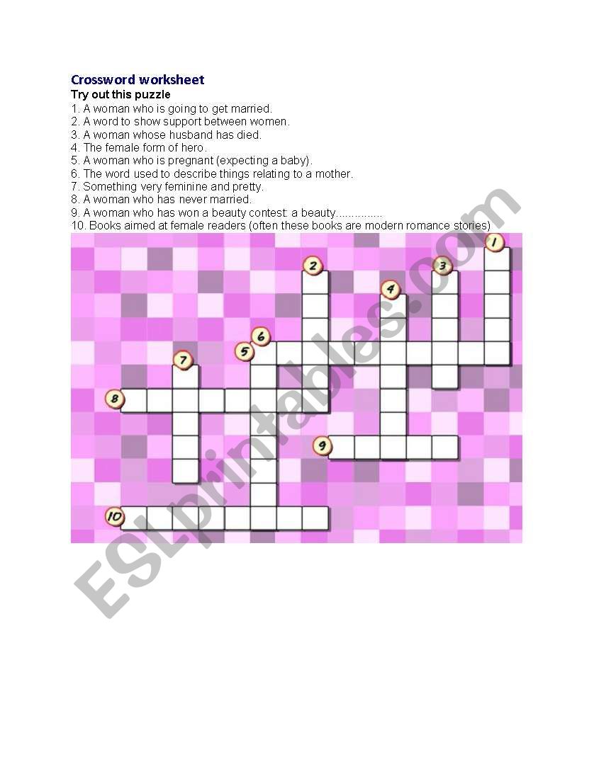 crossword puzzle worksheet