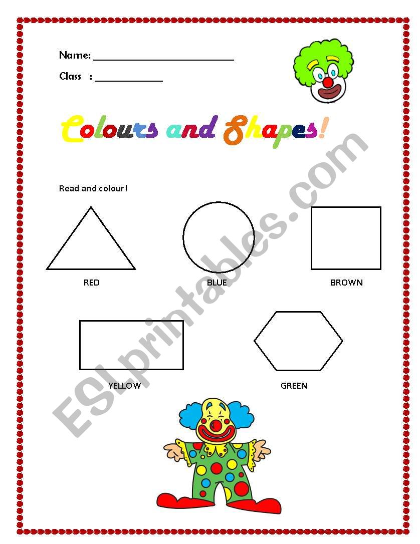 colours and shapes worksheet