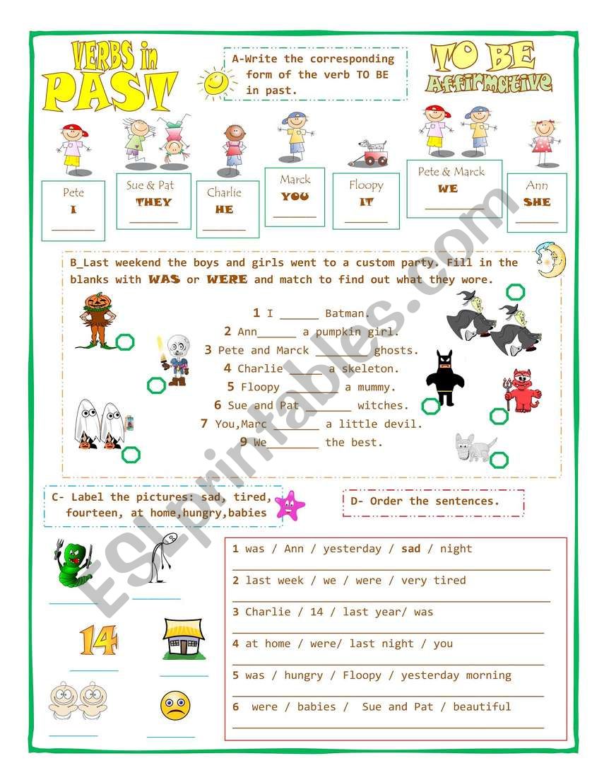 VERBS IN PAST-TOBE-Affirmative form