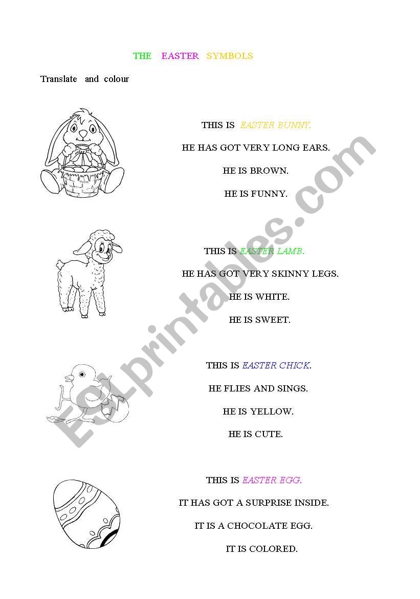 the easter symbols worksheet