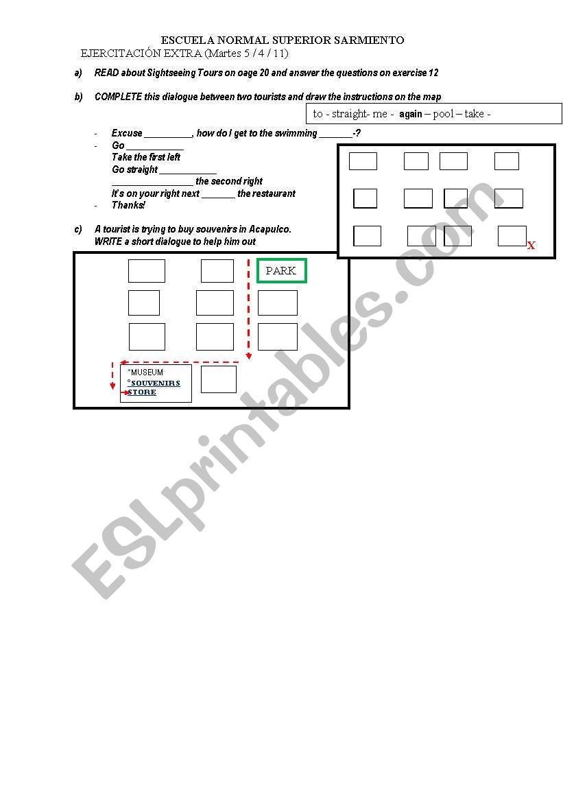 Giving directions worksheet