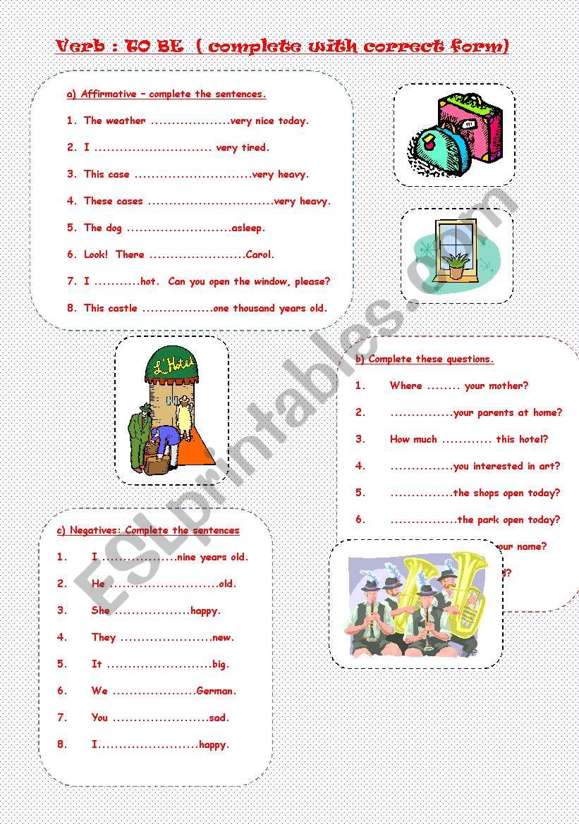 VERB TO BE worksheet