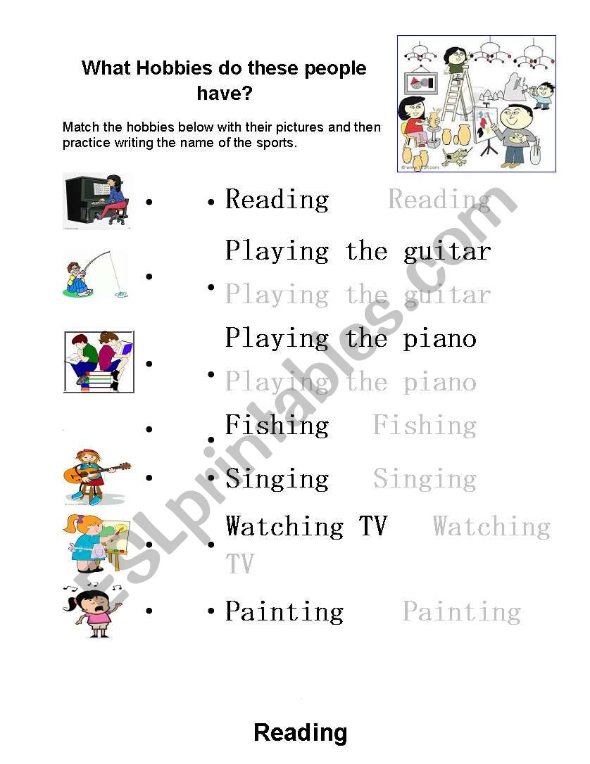 Hobbies worksheet
