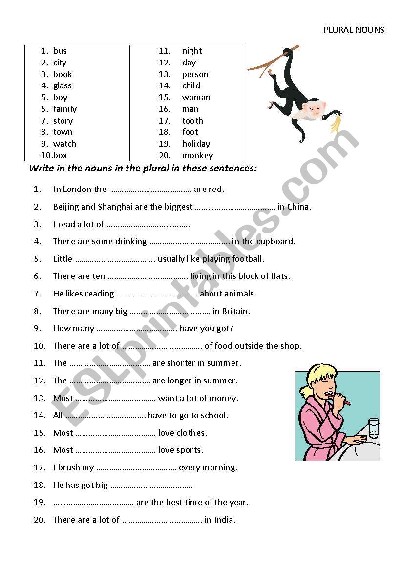 Plural nouns worksheet