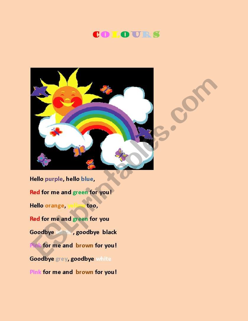 COLOURS worksheet