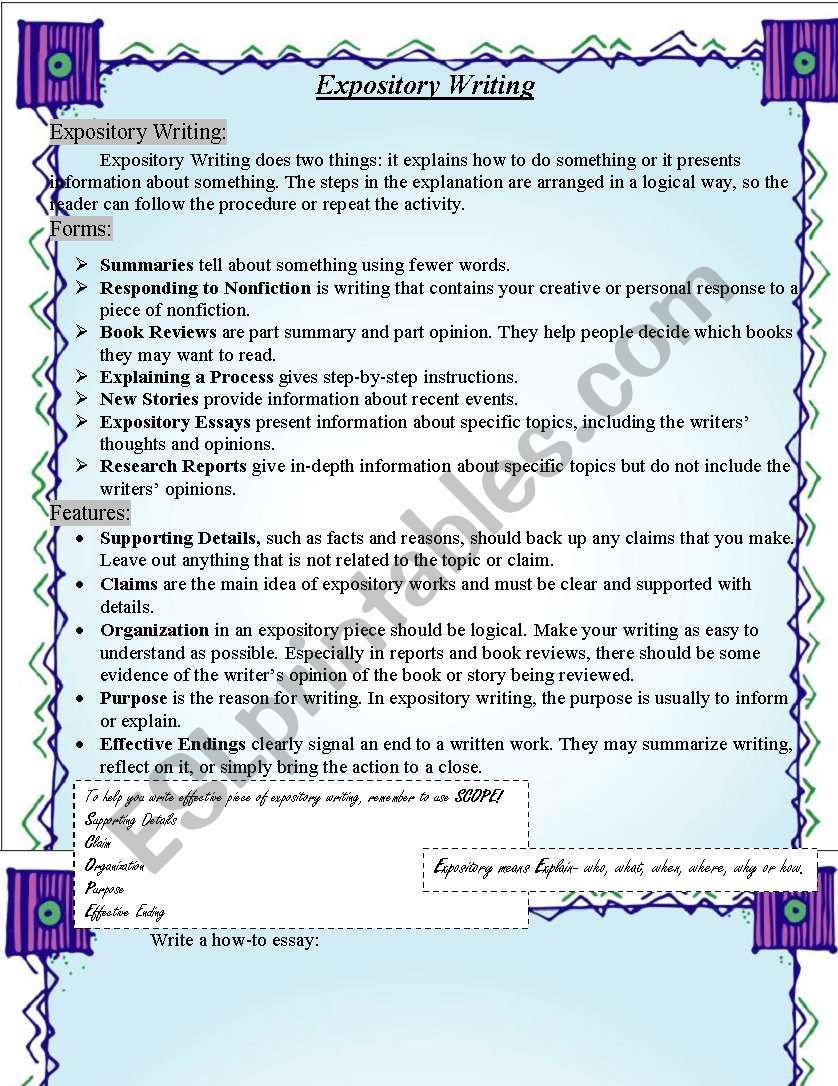 Expository Writing worksheet