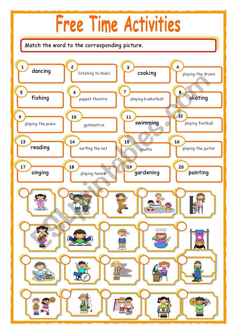 Free Time Activities worksheet