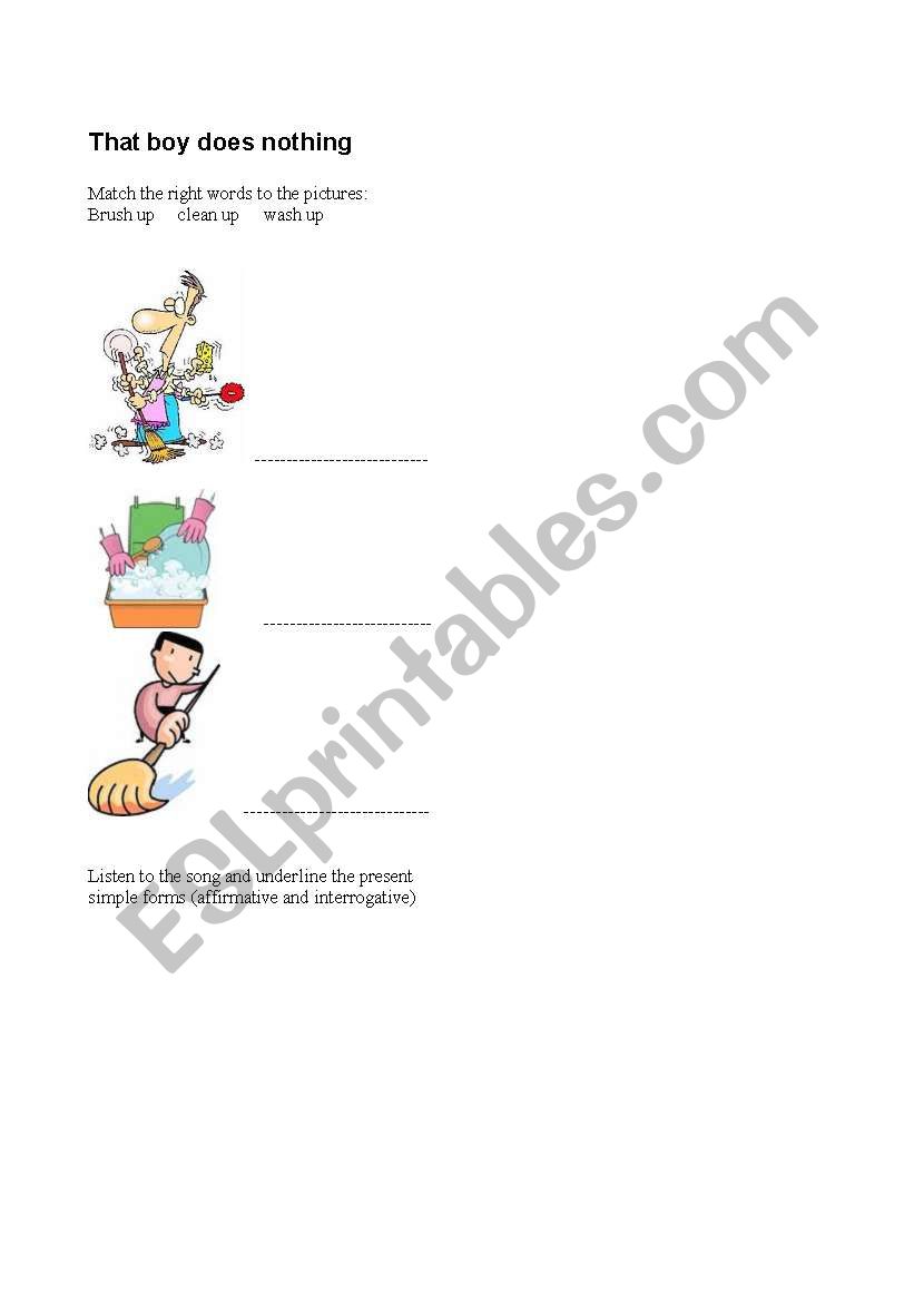 Wash up worksheet