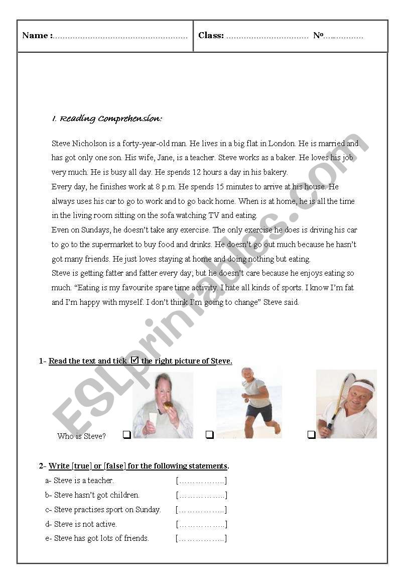 English test worksheet