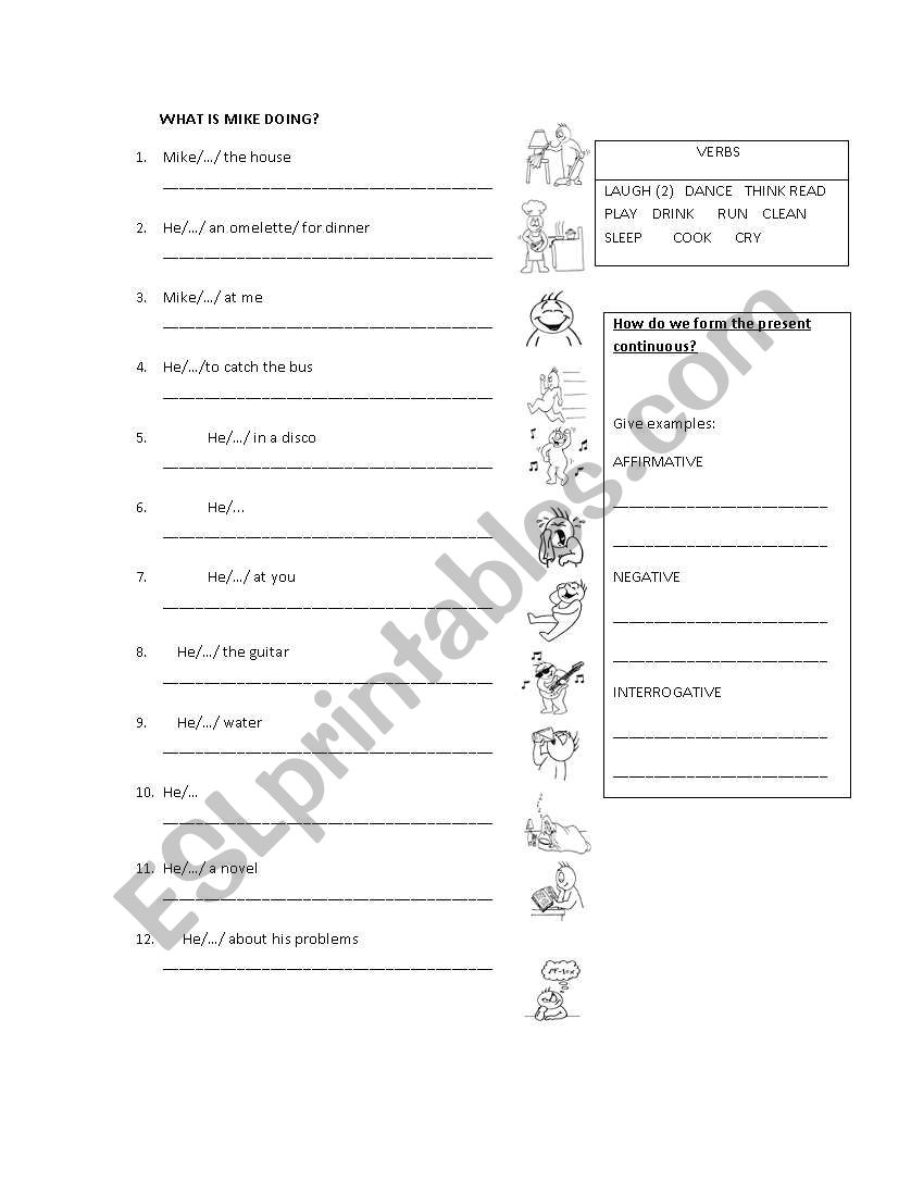 present continuous worksheet