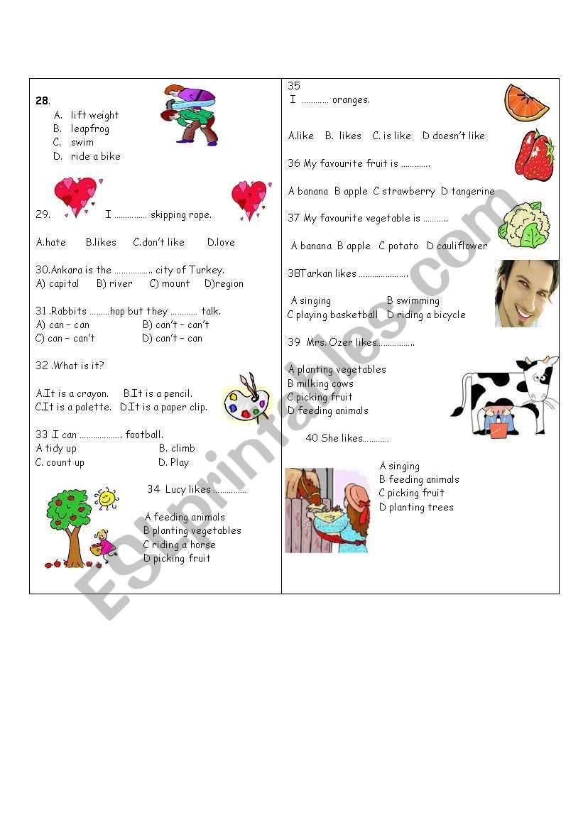 5th grade exam 2nd page worksheet