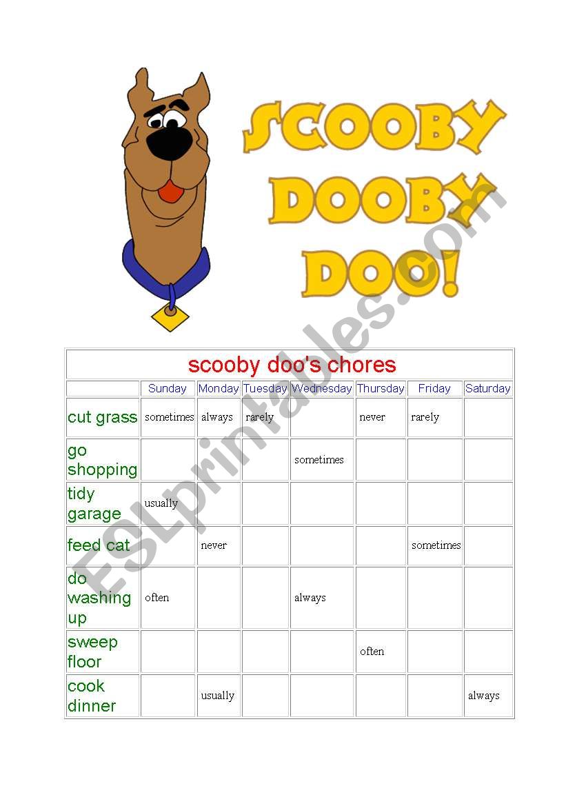 SCOOBY DOOS CHORES worksheet