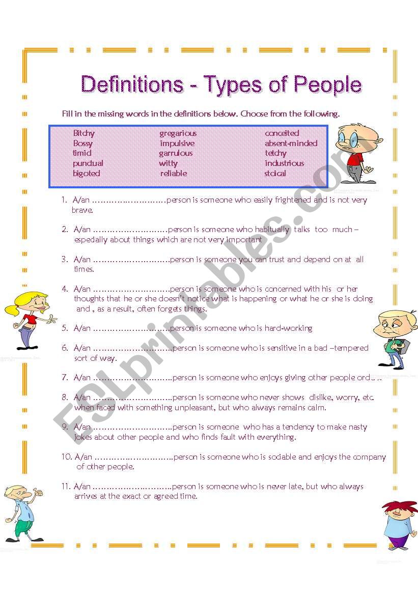 Types of People Part -2 worksheet