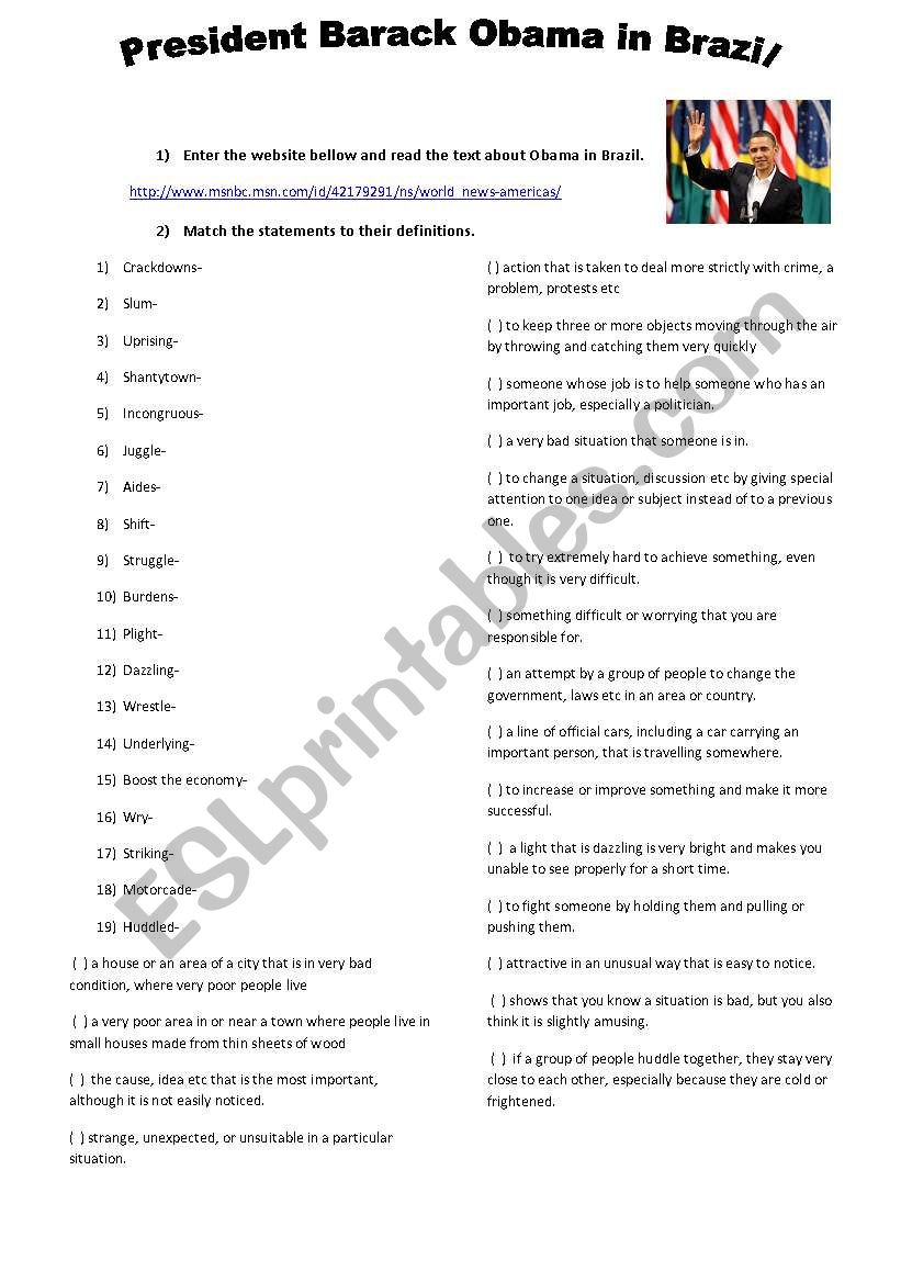 Barack Obama worksheet