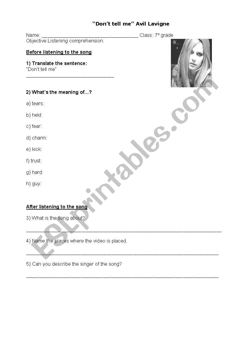 Lyrics song worksheet