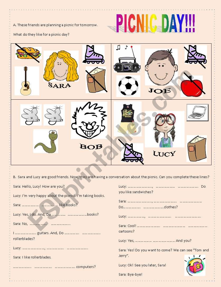 LETS GO TO A PICNIC DAY! worksheet