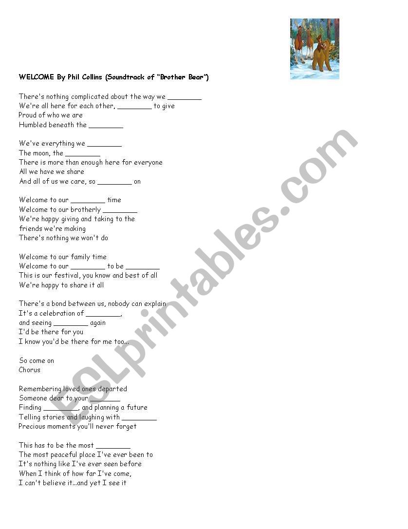 WELCOME worksheet