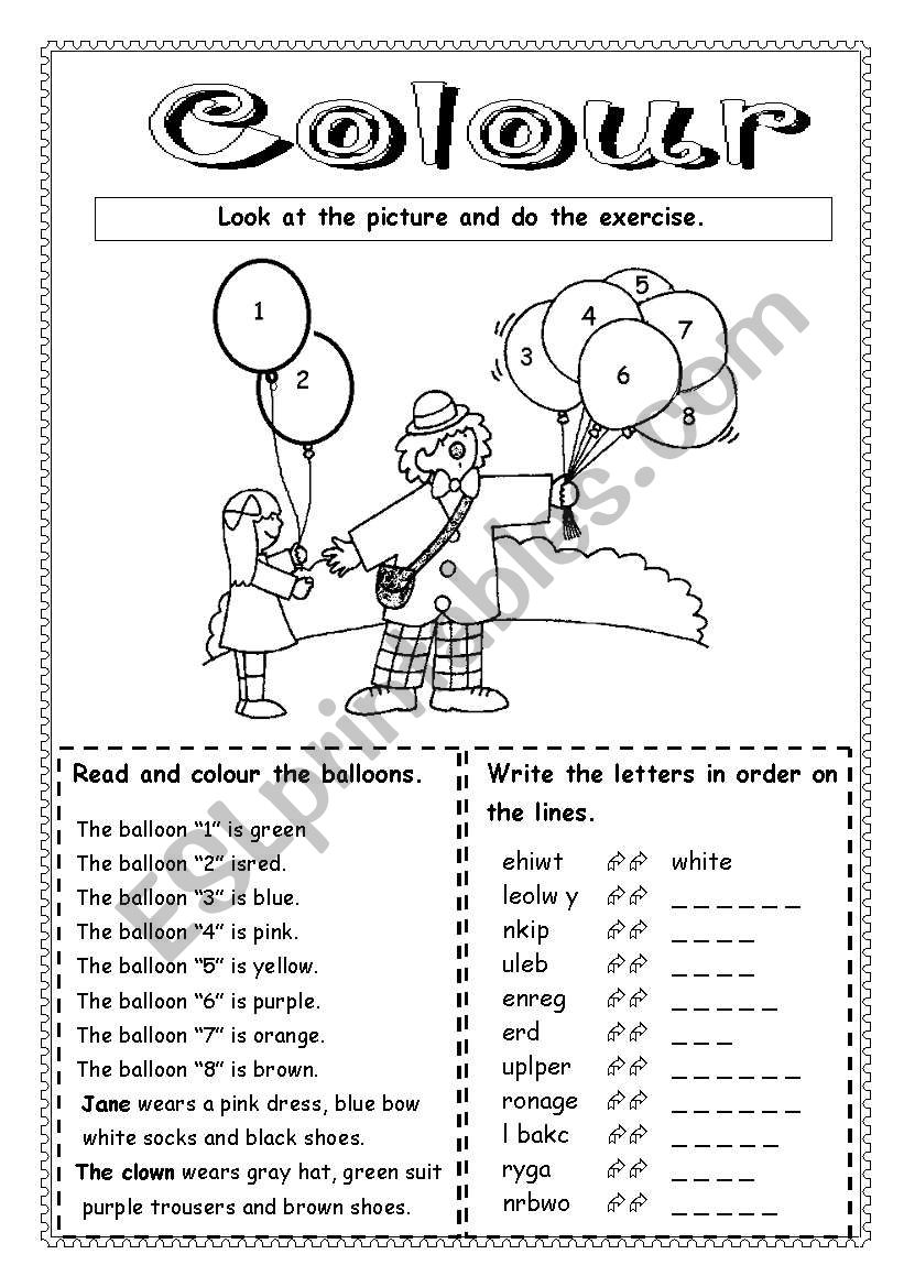 Colour worksheet