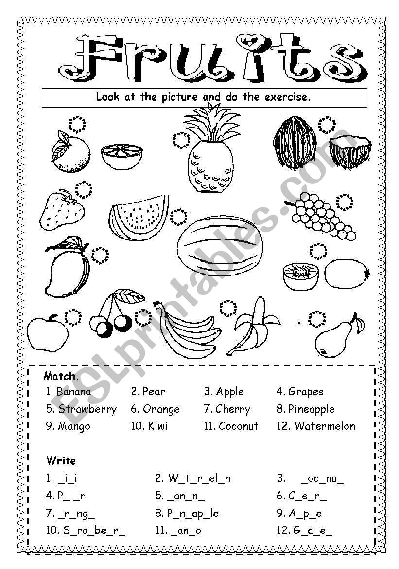 Fruits worksheet